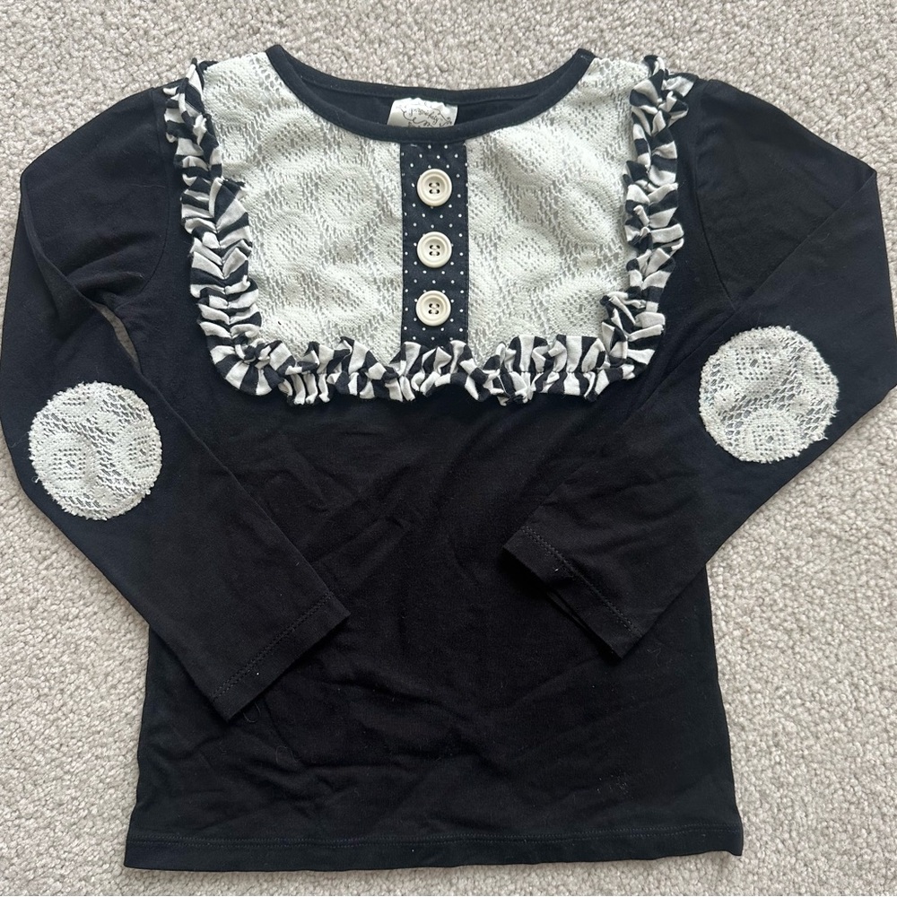 Persnickety Girls Shirt Size 6 Black and White